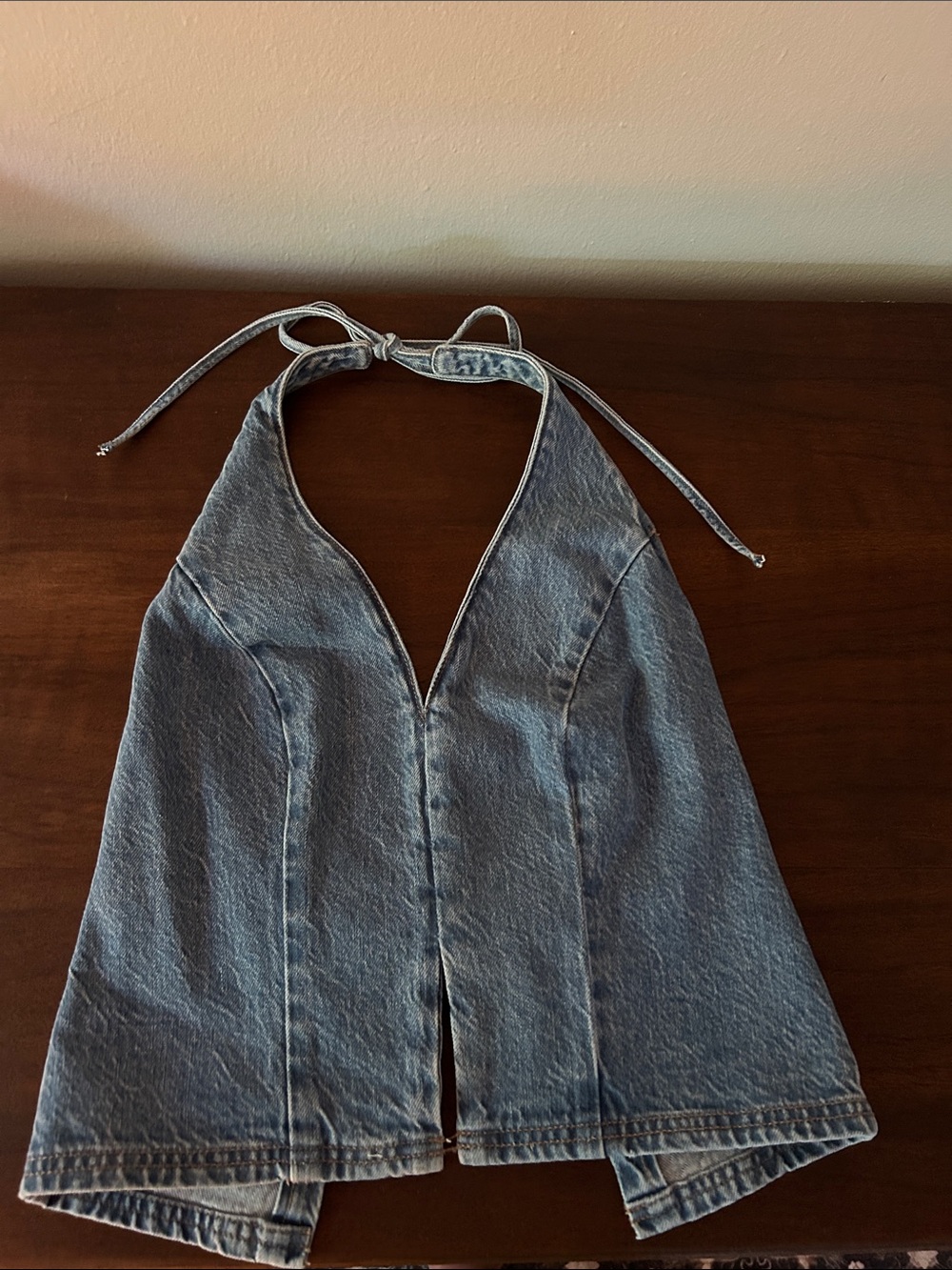 Abercrombie Denim Halter Top With Open Back